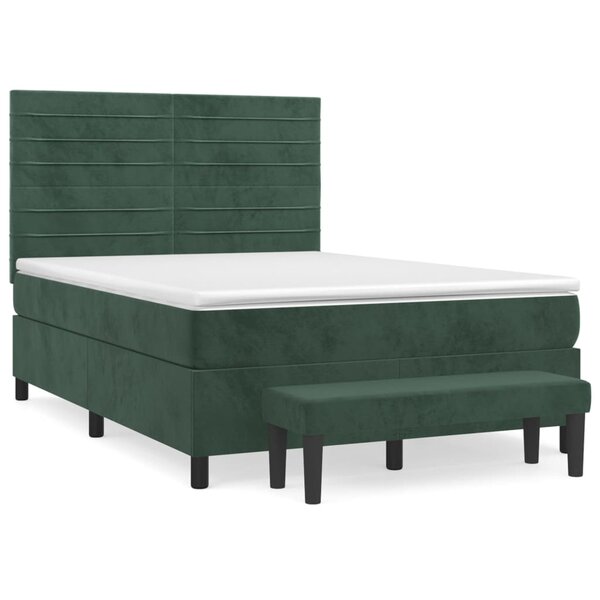 vidaXL Sommier à lattes de lit et matelas Vert foncé 140x200cm Velours