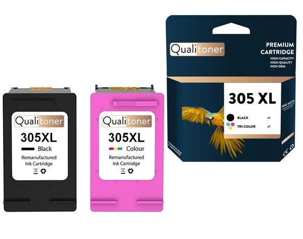 Qualitoner - 2 cartouche compatible pour hp 305xl 305 xl noir + couleur (3ym62ae + 3ym63ae)