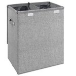 vidaXL Panier à linge pliable Gris 51x34 5x59 cm Tissu en faux lin