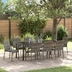 vidaXL Ensemble de jardin de 9 pièces avec coussins gris en poly rattan