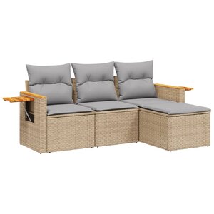 vidaXL Salon de jardin avec coussins 4 Pièces beige résine tressée