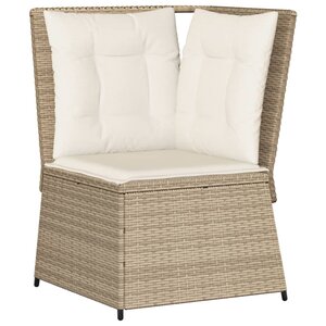 vidaXL Canapé d'angle de jardin avec coussins beige résine tressée