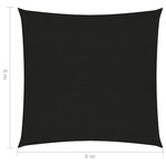 vidaXL Voile d'ombrage 160 g/m² Noir 6x6 m PEHD