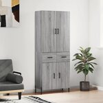 vidaXL Buffet haut Sonoma gris 69 5x34x180 cm Bois d'ingénierie