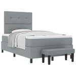 vidaXL Lit avec sommier et banc gris clair 120x200 cm tissu
