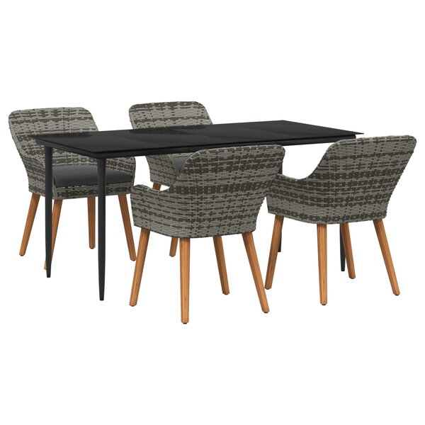 vidaXL Ensemble repas jardin 5 pièces Gris Poly Rattan
