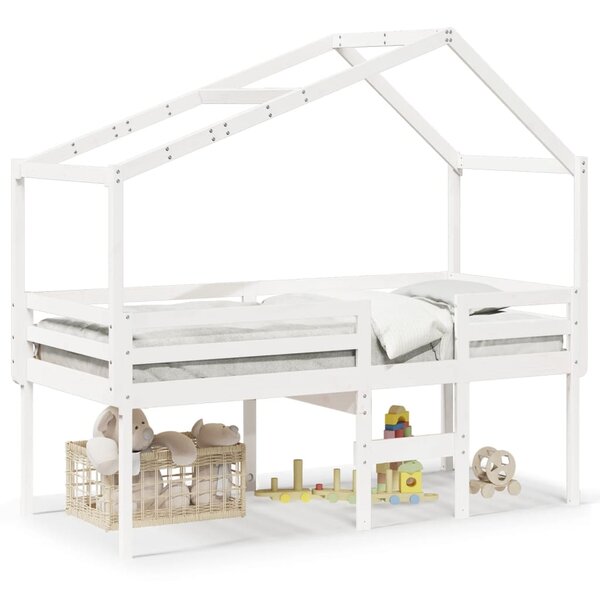 vidaXL Lit haut avec toit blanc 80x200 cm bois de pin massif