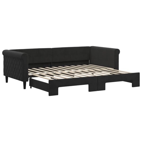 vidaXL Lit de jour avec lit gigogne noir 90x200 cm velours