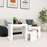 vidaXL Tables basses gigognes 3 Pièces Blanc brillant Bois d'ingénierie