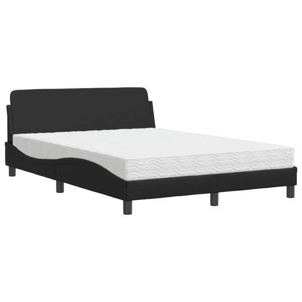 vidaXL Lit avec matelas noir 140x200 cm similicuir