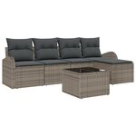 vidaXL Ensemble de Canapé de Jardin de 5 Pièces avec Coussins Noir en Rattan