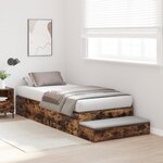 vidaXL Cadre de lit avec rangement Chêne fumé 90x190 cm