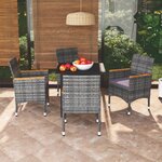 vidaXL Ensemble à manger de jardin coussins 5Pièces Résine tressée Gris