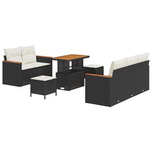vidaXL Ensemble de canapé de jardin 10 Pièces Noir et Crème polyrotin