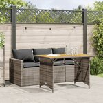 vidaXL Ensemble à manger de jardin et coussins 2 Pièces gris rotin