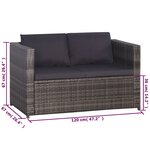 vidaXL Mobilier de bistro 3 Pièces avec coussins Résine tressée Gris