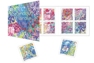 Carnet de 12 timbres - Splendeur florale - Lettre verte