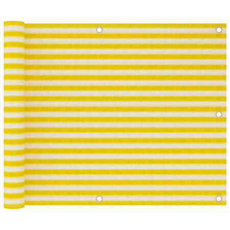 vidaXL Écran de balcon Jaune et blanc 75x300 cm PEHD