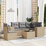 vidaXL Salon de jardin avec coussins 6 Pièces beige résine tressée