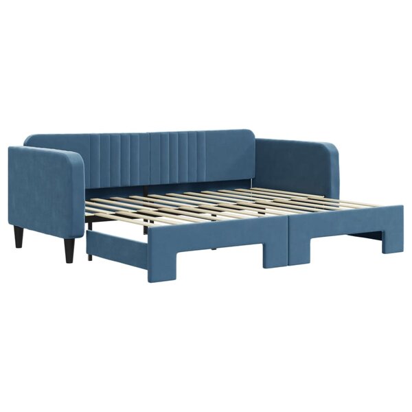 vidaXL Lit de jour avec lit gigogne bleu 90x200 cm velours