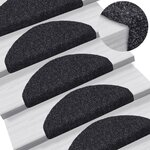 vidaXL Tapis d'escalier auto-adhésif Poinçon aiguilleté 15 Pièces Noir