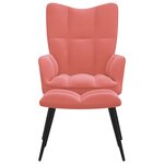 vidaXL Chaise de relaxation avec tabouret Rose Velours