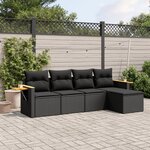 vidaXL Salon de jardin 5 Pièces avec coussins noir résine tressée