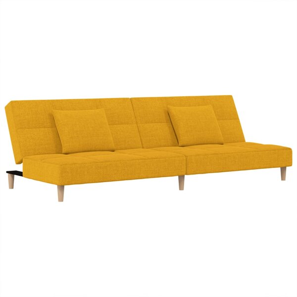 vidaXL Canapé-lit à 2 places avec deux oreillers jaune tissu