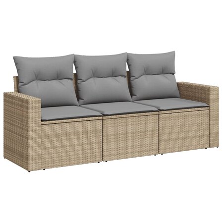 vidaXL Salon de jardin avec coussins 3 Pièces beige résine tressée