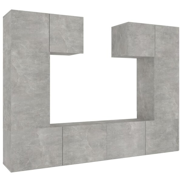 vidaXL Ensemble de meubles TV 6 Pièces Gris béton Bois d'ingénierie