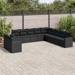 vidaXL Salon de jardin 11 Pièces avec coussins noir résine tressée