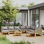 vidaXL Salon de jardin 11 Pièces avec coussin Bois d'acacia solide