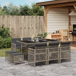 vidaXL Ensemble à manger de jardin 11Pièces avec coussins gris poly rotin