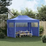 vidaXL Tente de réception pliable avec 3 parois 3x4 m Acier Bleu