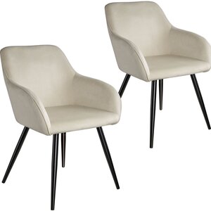 Lot de 2 chaises pieds noir siège de salon cuisine salle à manger design élégant velours beige 08_0000571