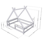 Lit Tipi enfant avec barrière bois massif gris 120 x 200 cm
