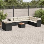 vidaXL Salon de jardin 11 Pièces avec coussins noir résine tressée