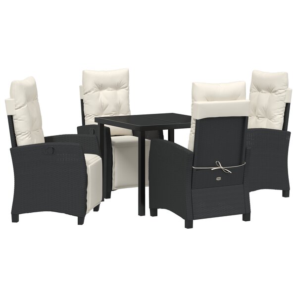 vidaXL Set de salle à manger de jardin 5 pièces Rattan poly noir