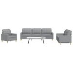 vidaXL Ensemble de canapés 3 Pièces gris clair tissu