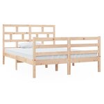 vidaXL Cadre de lit 135x190 cm Double Bois massif