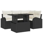 vidaXL Ensemble de canapés de jardin 5 pièces avec coussins en noir poly rotin