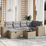 vidaXL Salon de jardin avec coussins 7Pièces mélange beige résine tressée