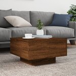 vidaXL Table basse avec lumières LED chêne marron 55x55x31 cm