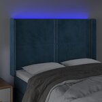 vidaXL Tête de lit à LED Bleu foncé 147x16x118/128 cm Velours