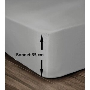 Drap Housse 100  Coton 180 x 200 cm - Bonnet 35 cm - Gris clair