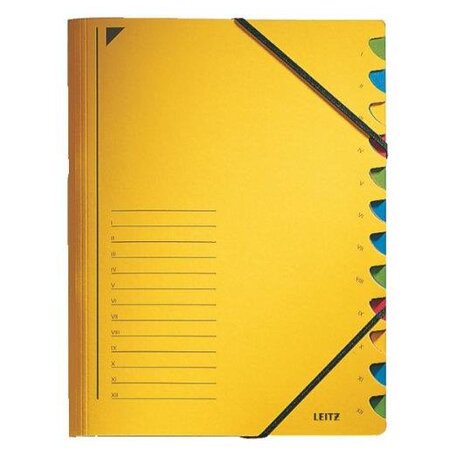 Classeur trieur, format A4, 12 compartiments jaune LEITZ