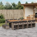 vidaXL Ensemble à manger de jardin 15 Pièces coussins gris résine tressée