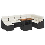 vidaXL Set de sofa de jardin 9 pièces avec coussins Noir Poly Rattan