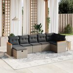 vidaXL Salon de jardin avec coussins 7 Pièces gris résine tressée
