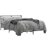 vidaXL Cadre de lit sonoma gris 135x190 cm bois d'ingénierie et métal